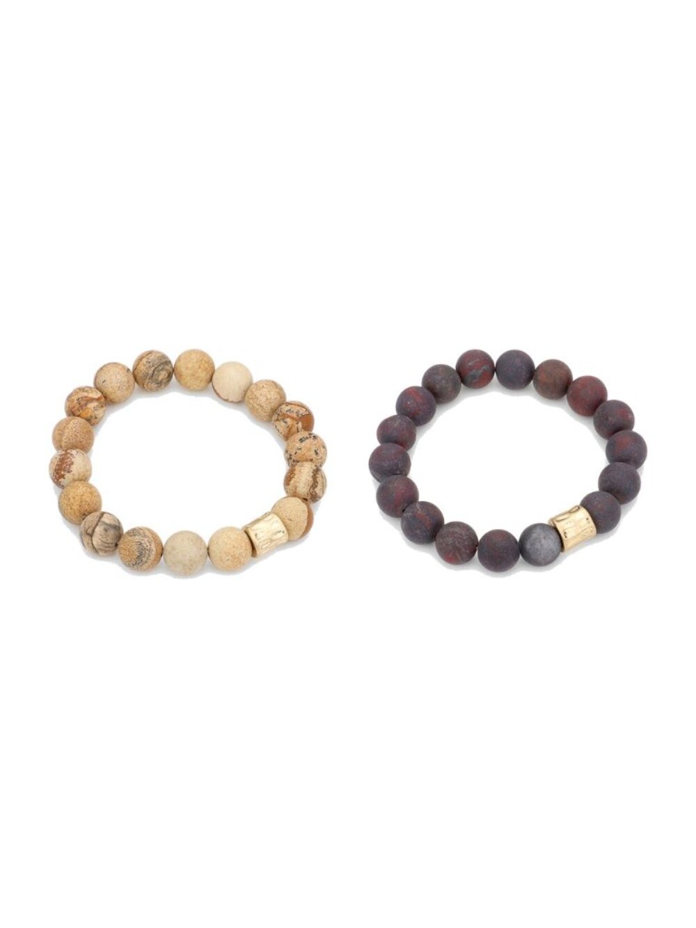 2 Bracelet Set - Picture Jasper and Brecciated Jasper Stone Stretch Bracelets